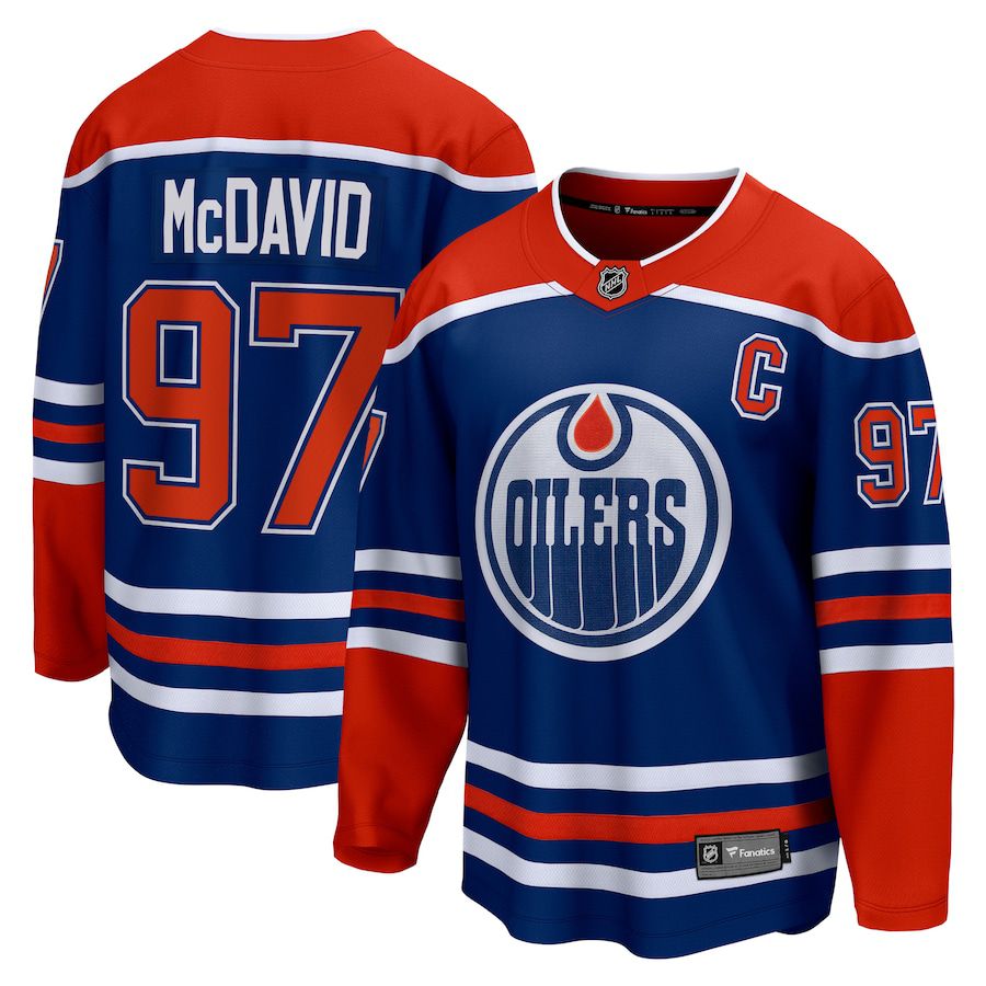 Men Edmonton Oilers #97 Connor McDavid Fanatics Branded Royal Home Premier Breakaway Player NHL Jersey